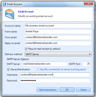 Add or modify existing email account