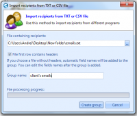 Import recipients from txt or csv file